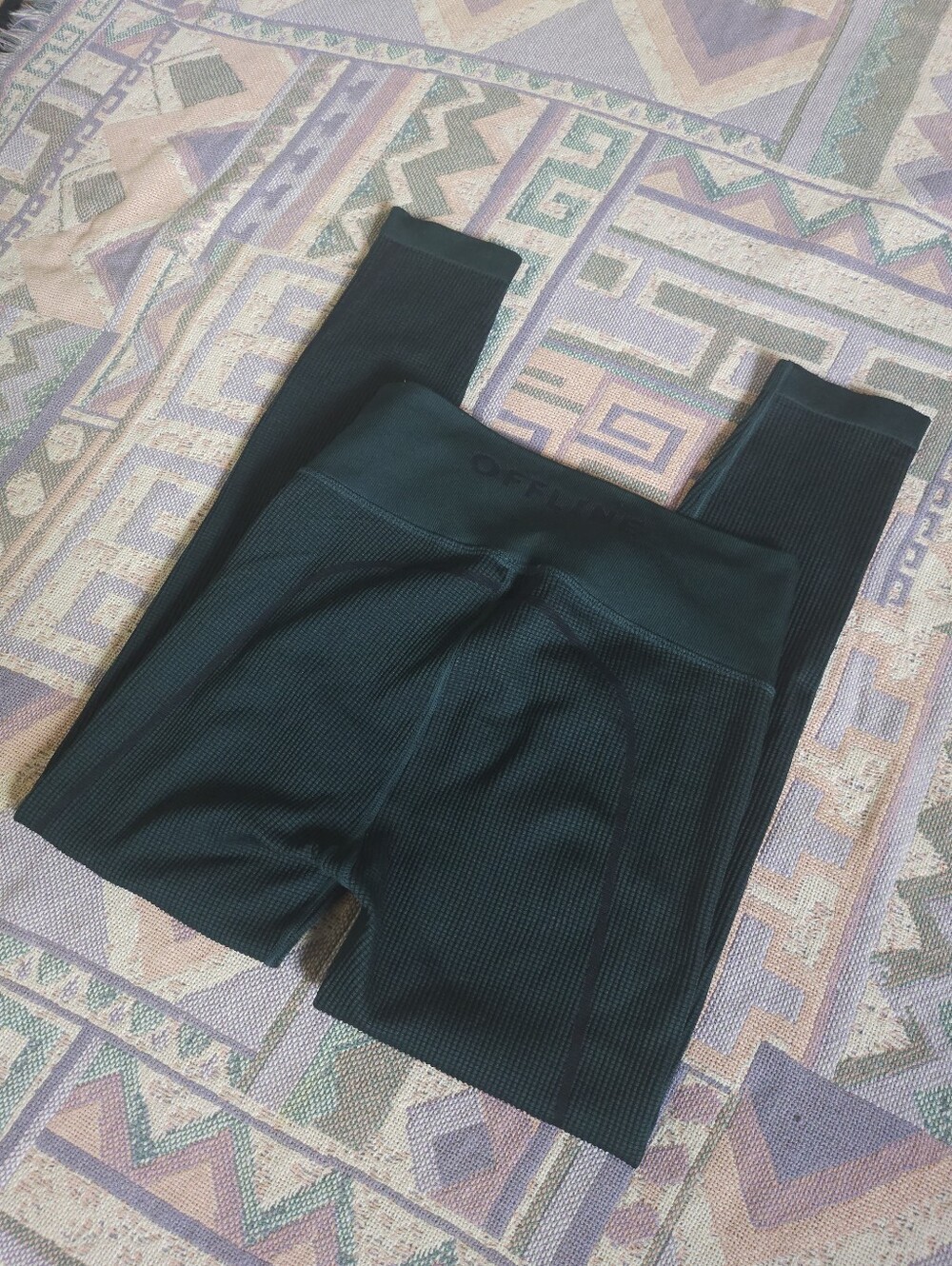 Green Ribbed Aerie Offline Leggings Size Large